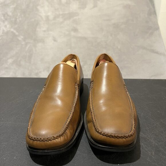 Cole Haan Moc Toe Loafers Mens 10 M Cognac Brown Leather Slip On Casual Dress - Picture 2 of 11